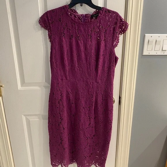 Merokeety Dresses | Plum Cap Sleeve Lace Cocktail Dress Size L | Color: Purple | Size: L | Lsabs79'S Closet